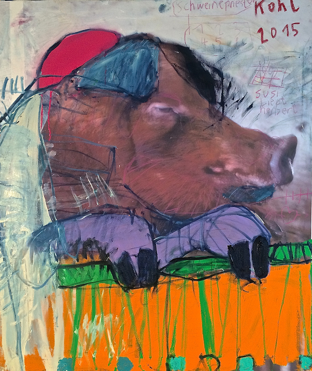 schweinepriester | 2015 | Fotoübermalung | 110 x 95 cm